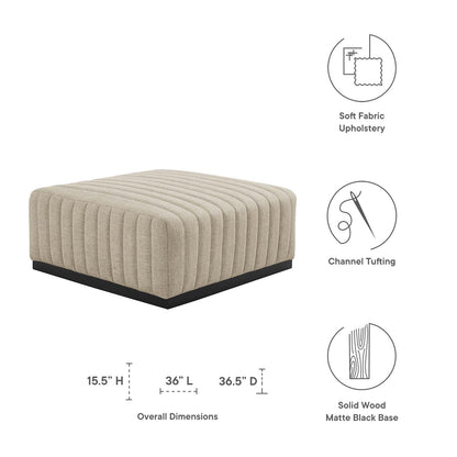 Conjure Channel Tufted Upholstered Fabric Ottoman By HouseBean