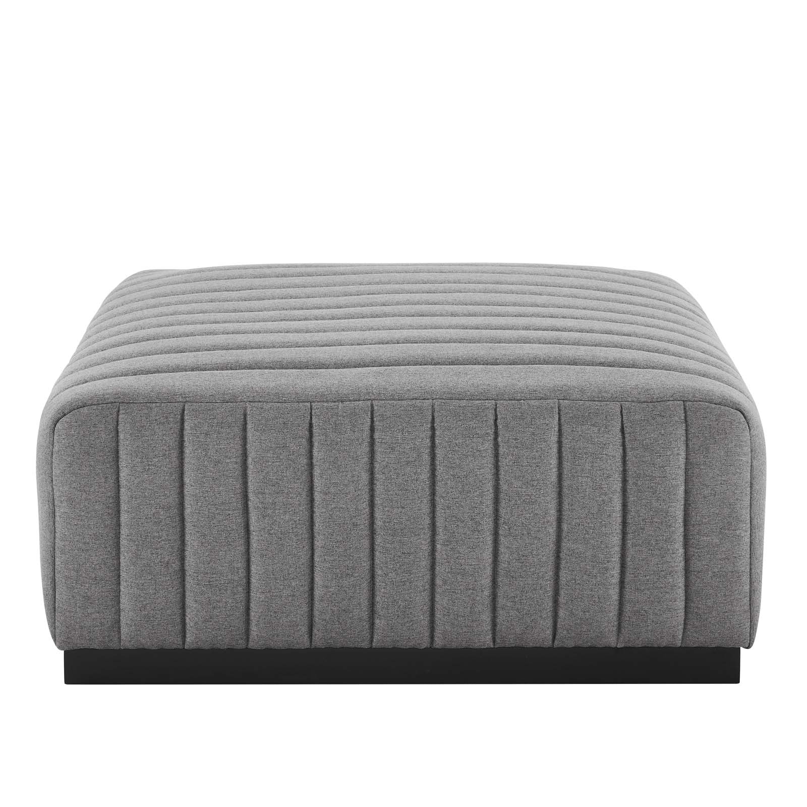 Conjure Channel Tufted Upholstered Fabric Ottoman By HouseBean