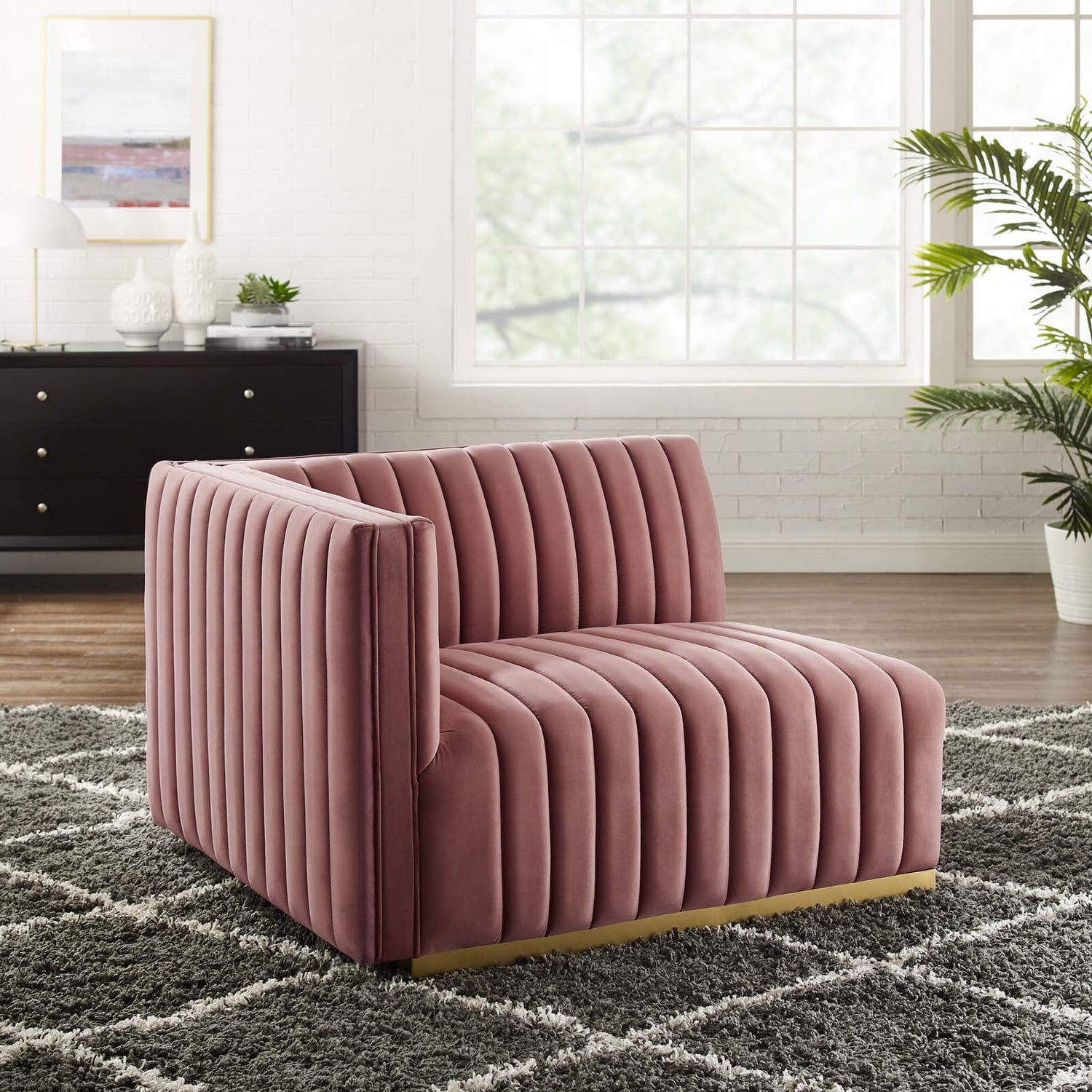 Conjure Channel Tufted Performance Velvet Left-Arm Chair By HouseBean