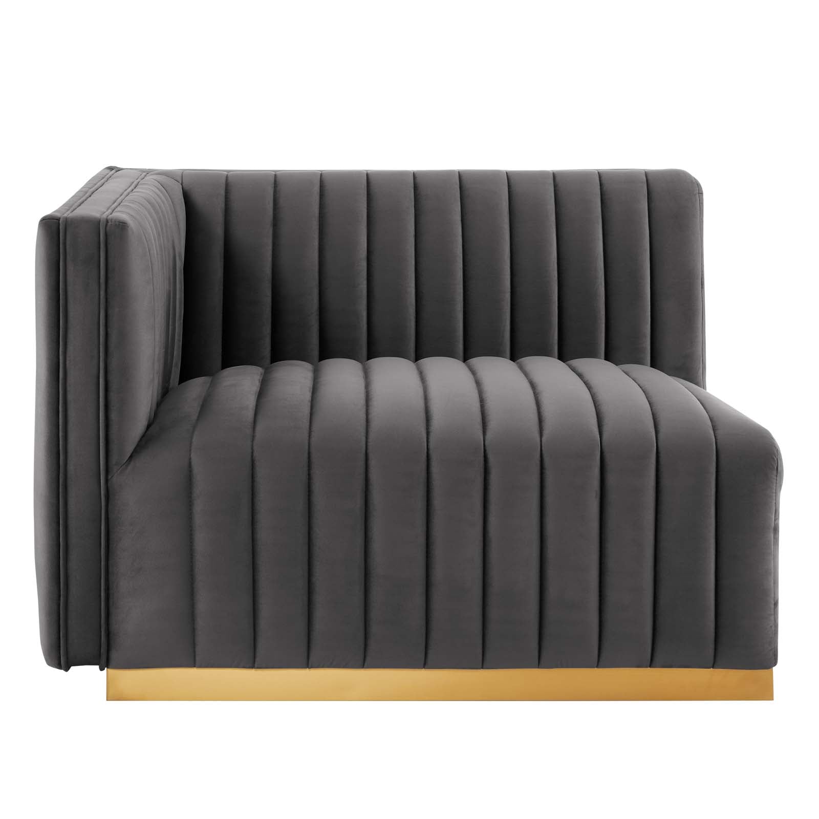 Conjure Channel Tufted Performance Velvet Left-Arm Chair By HouseBean