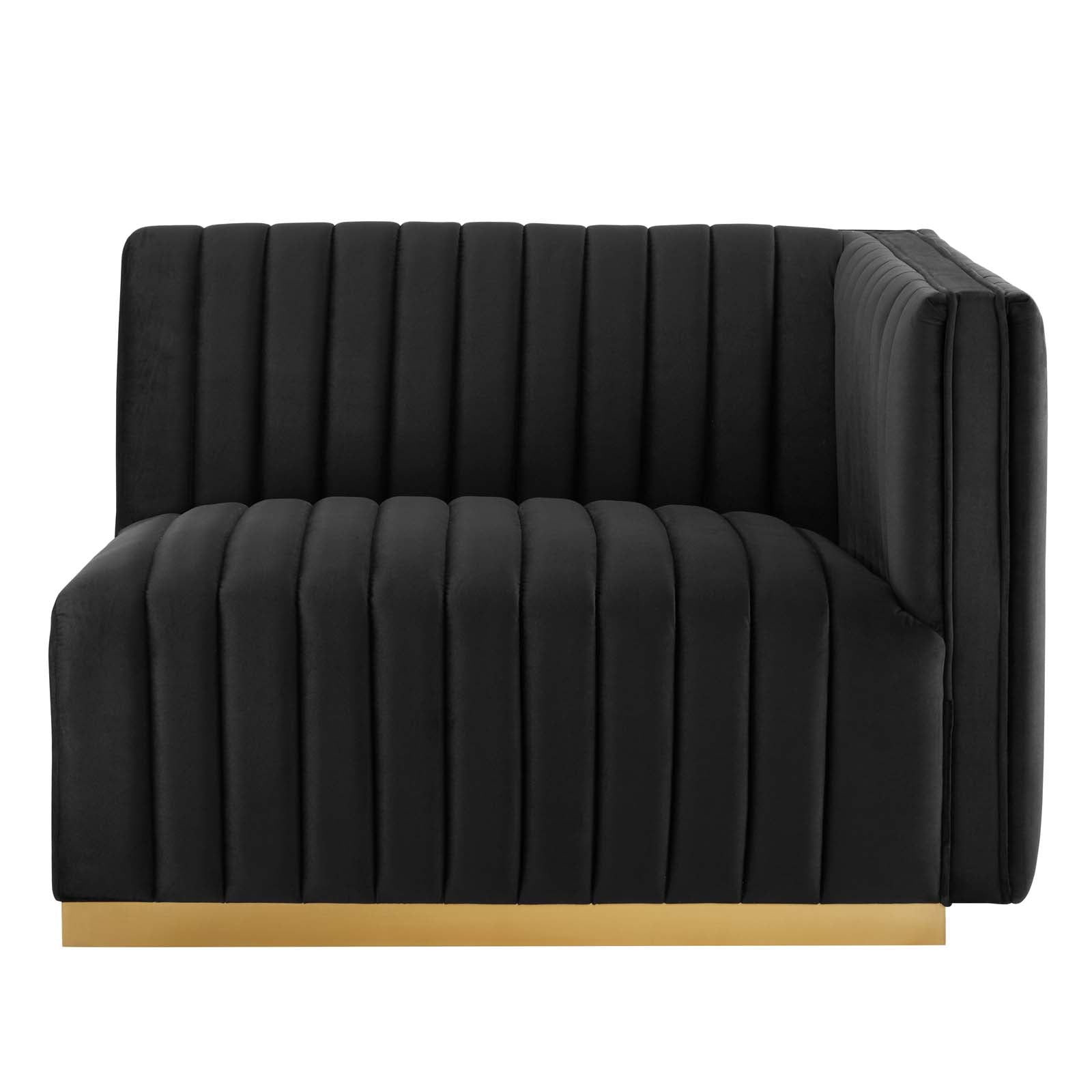 Conjure Channel Tufted Performance Velvet Right-Arm Chair By HouseBean