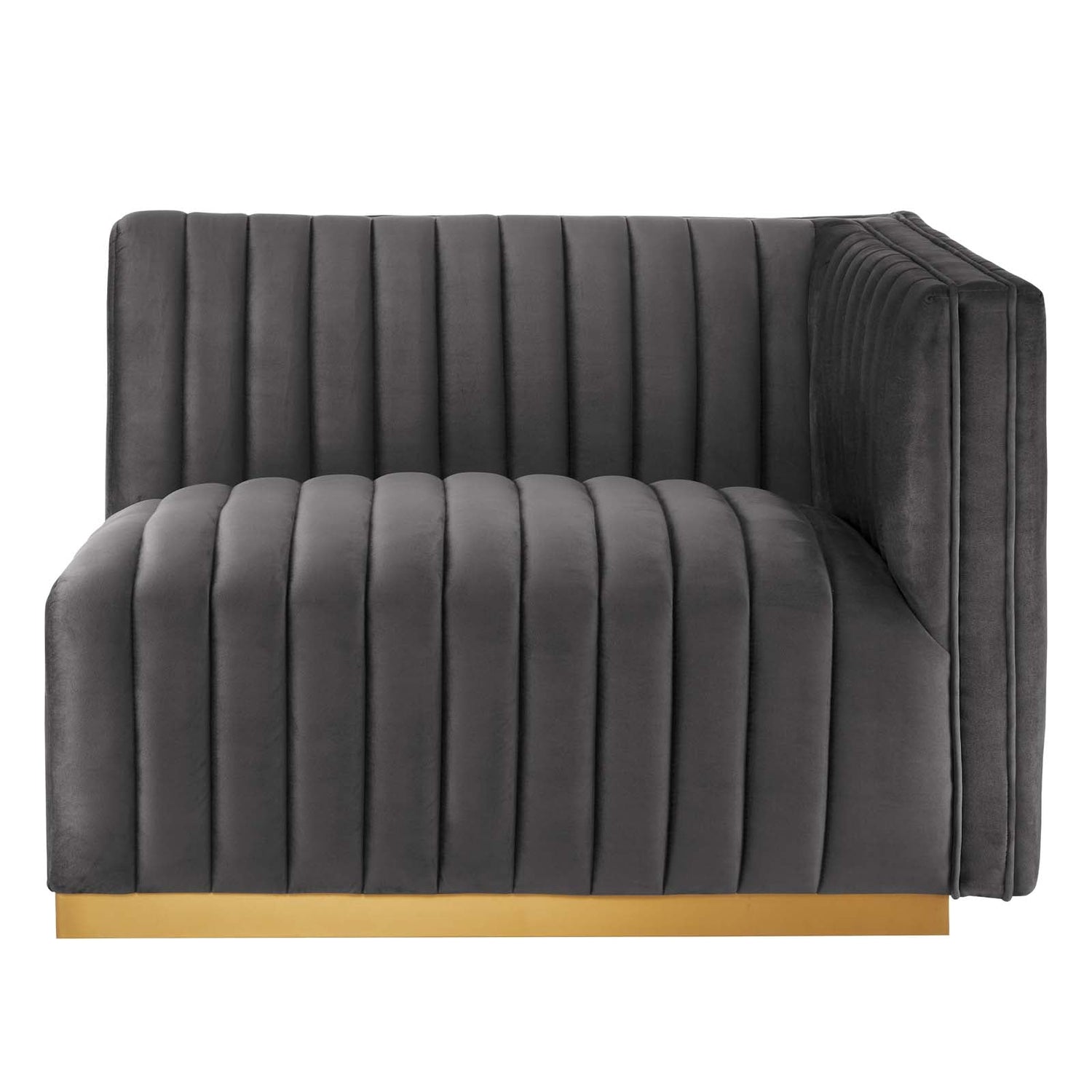 Conjure Channel Tufted Performance Velvet Right-Arm Chair By HouseBean