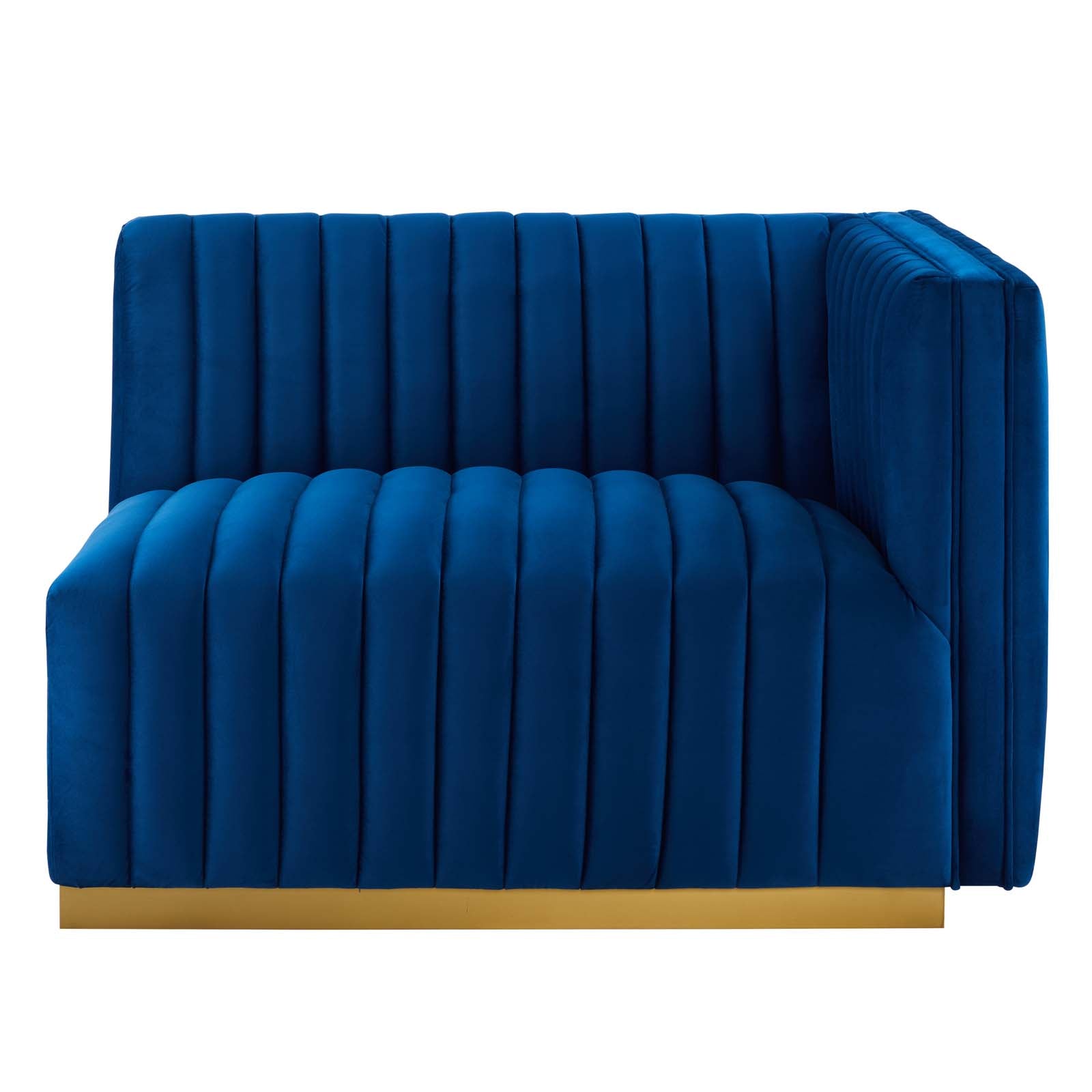 Conjure Channel Tufted Performance Velvet Right-Arm Chair By HouseBean