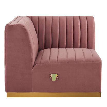 Conjure Channel Tufted Performance Velvet Left Corner Chair By HouseBean