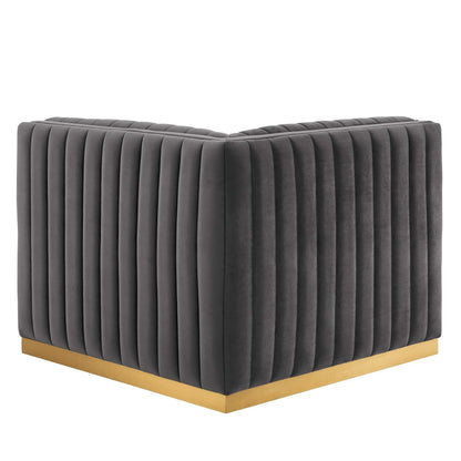 Conjure Channel Tufted Performance Velvet Left Corner Chair By HouseBean