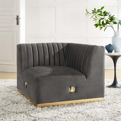 Conjure Channel Tufted Performance Velvet Left Corner Chair By HouseBean