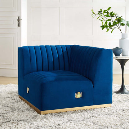 Conjure Channel Tufted Performance Velvet Left Corner Chair By HouseBean