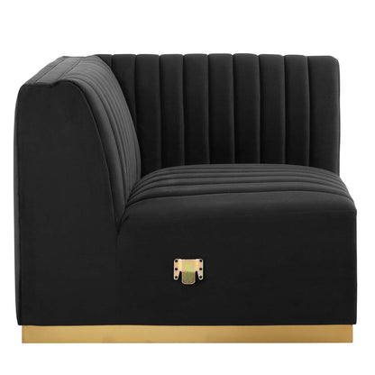 Conjure Channel Tufted Performance Velvet Right Corner Chair By HouseBean