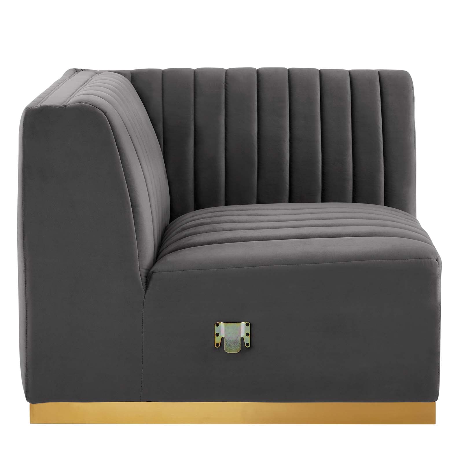 Conjure Channel Tufted Performance Velvet Right Corner Chair By HouseBean