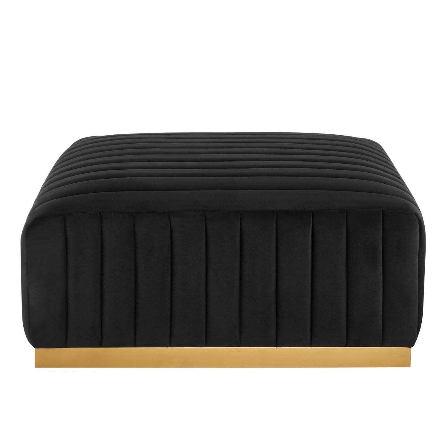 Conjure Channel Tufted Performance Velvet Ottoman By HouseBean