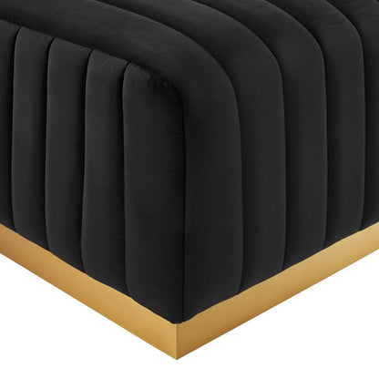 Conjure Channel Tufted Performance Velvet Ottoman By HouseBean