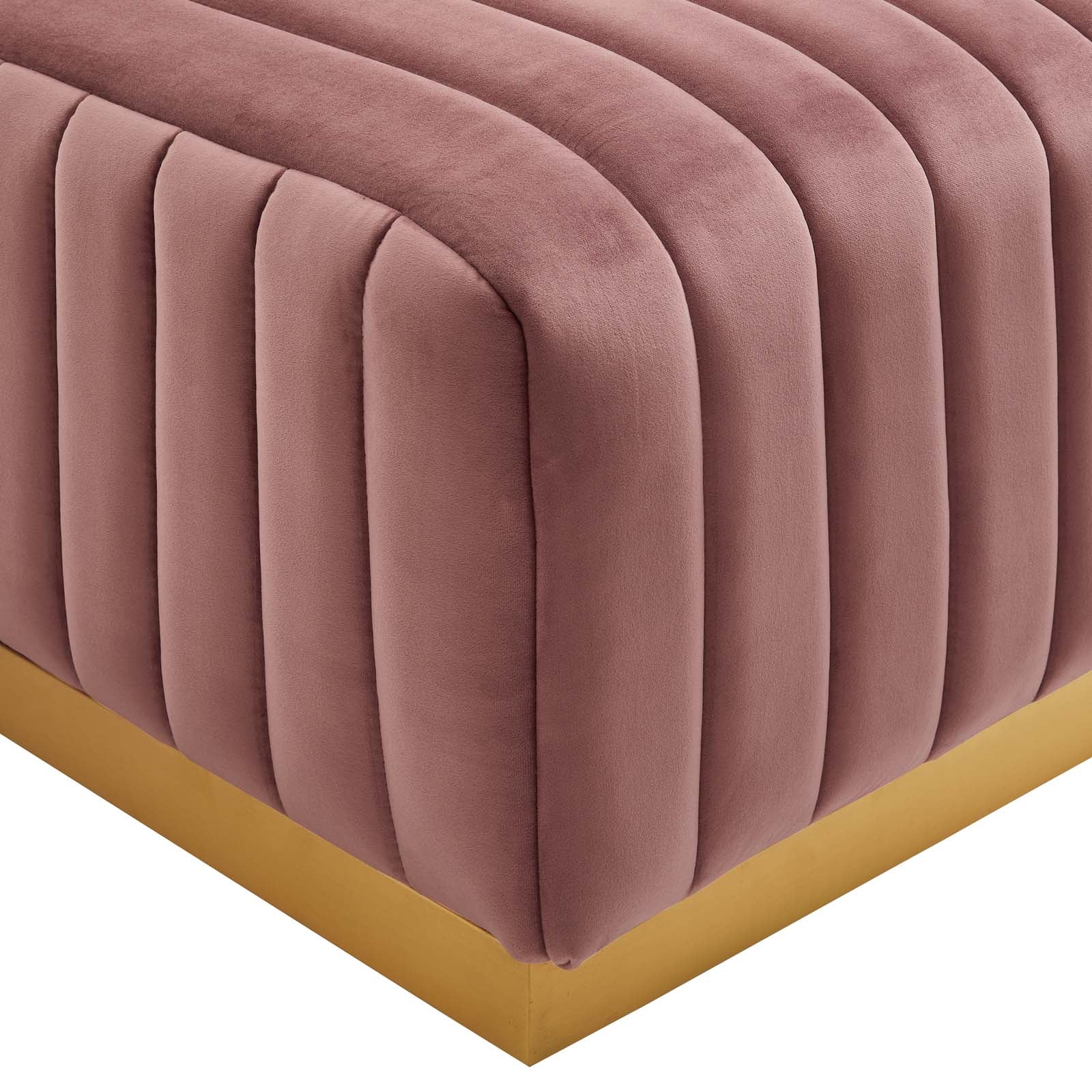 Conjure Channel Tufted Performance Velvet Ottoman By HouseBean