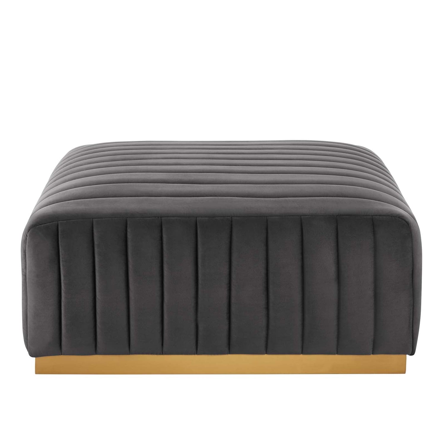 Conjure Channel Tufted Performance Velvet Ottoman By HouseBean