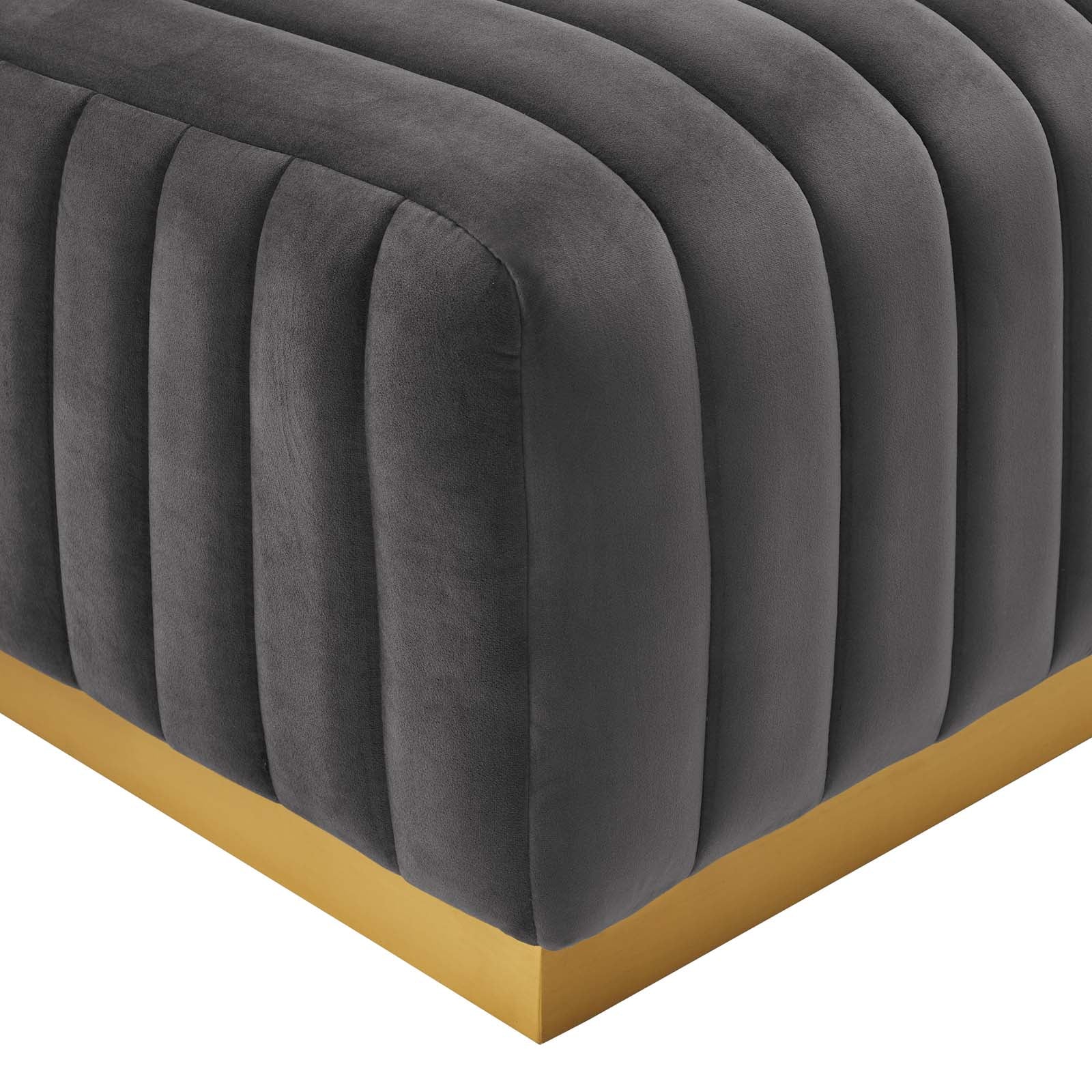 Conjure Channel Tufted Performance Velvet Ottoman By HouseBean