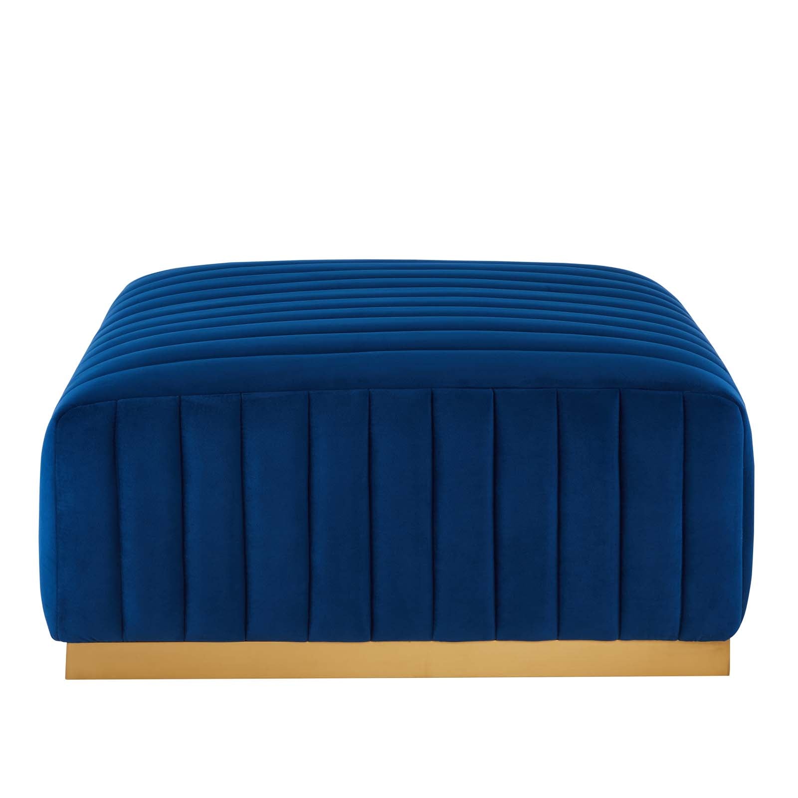 Conjure Channel Tufted Performance Velvet Ottoman By HouseBean