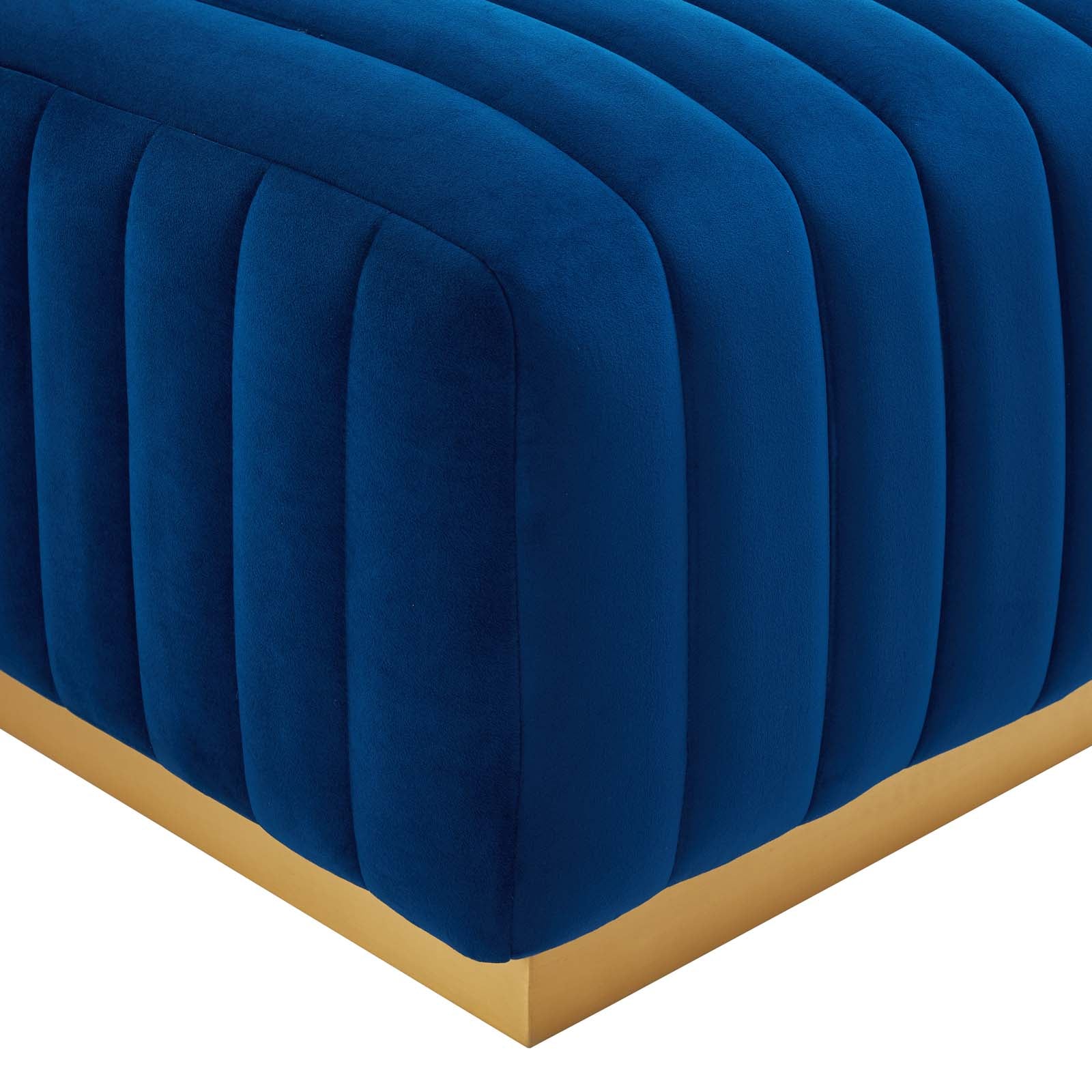 Conjure Channel Tufted Performance Velvet Ottoman By HouseBean