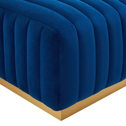 Conjure Channel Tufted Performance Velvet Ottoman By HouseBean