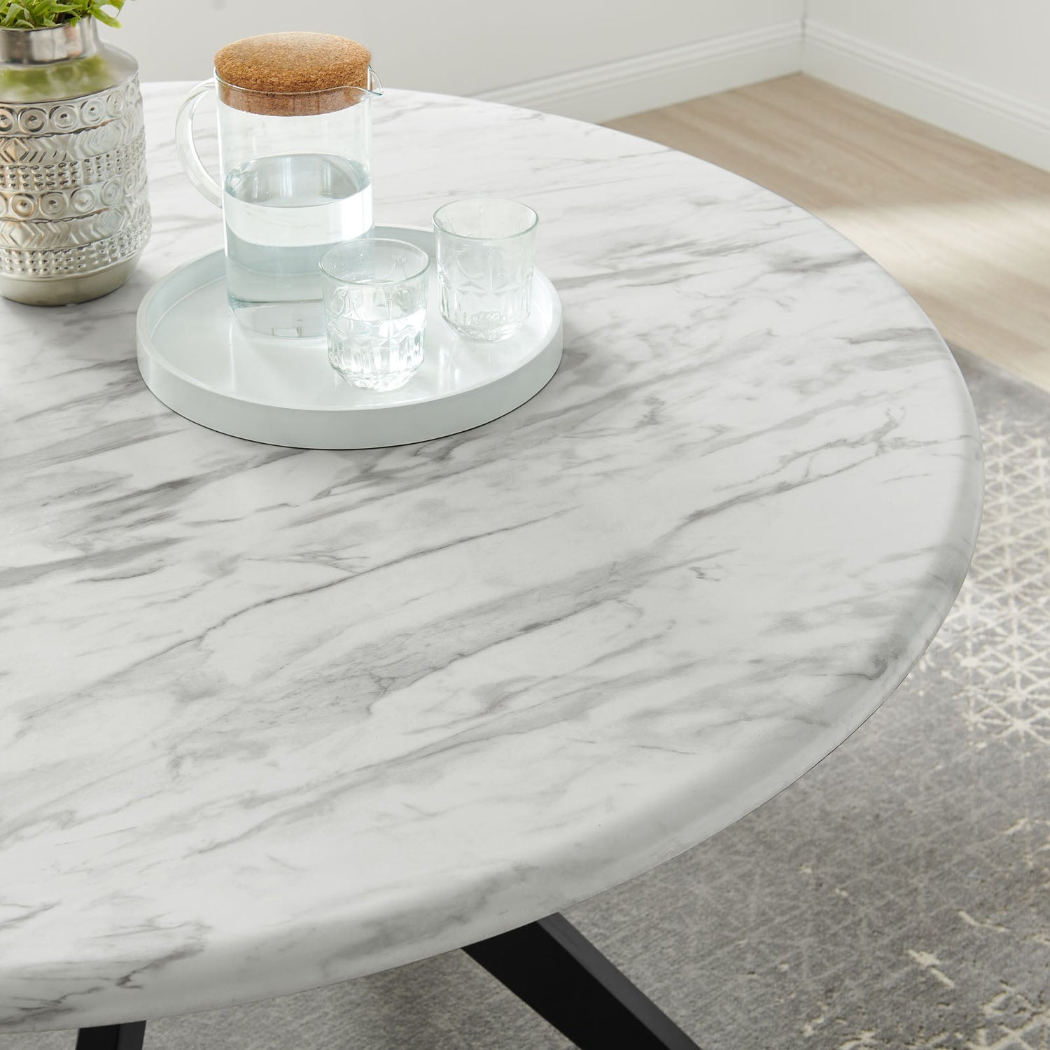 Traverse 50&quot; Round Performance Artificial Marble Dining Table By HouseBean