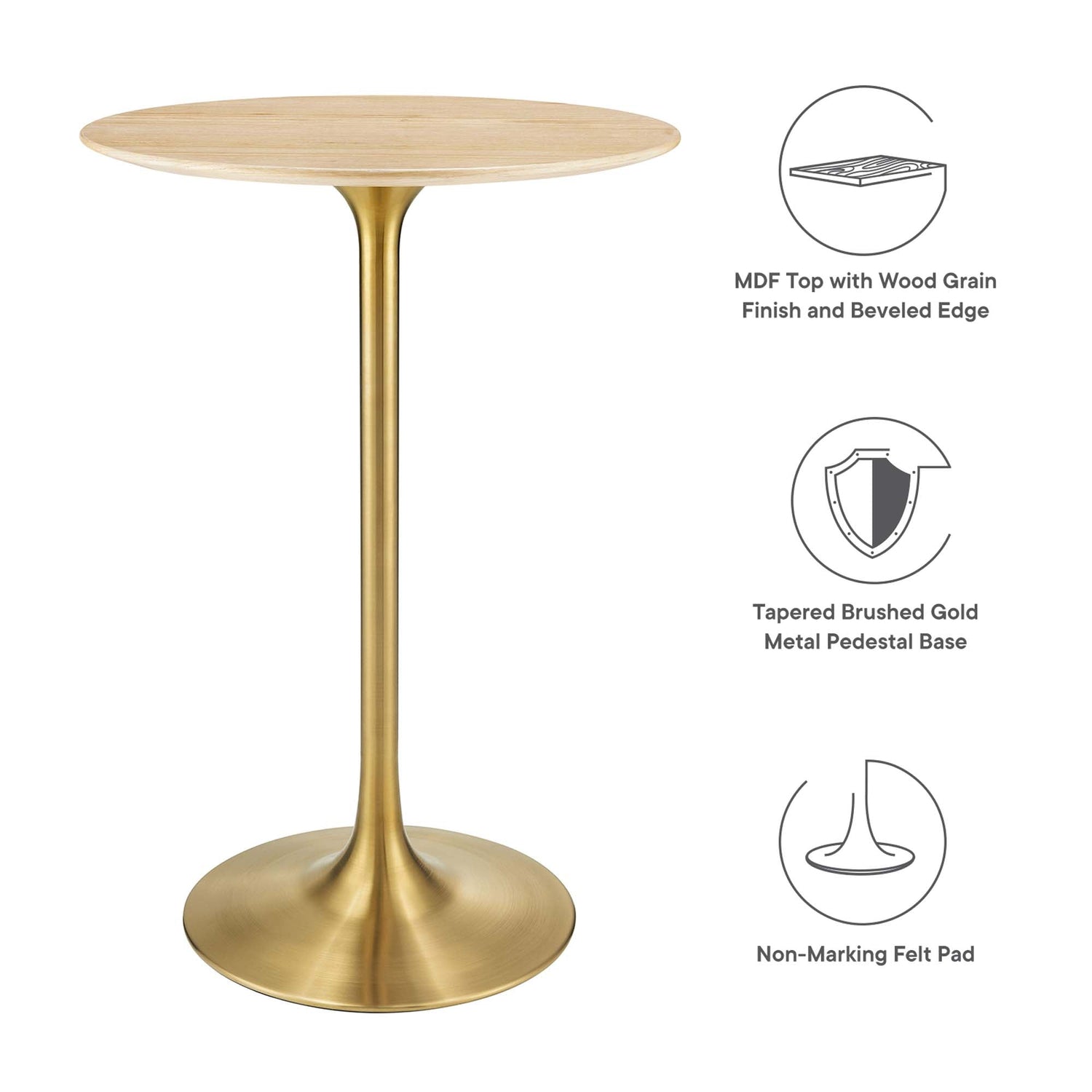 Lippa Round Wood Bar Table by Modway