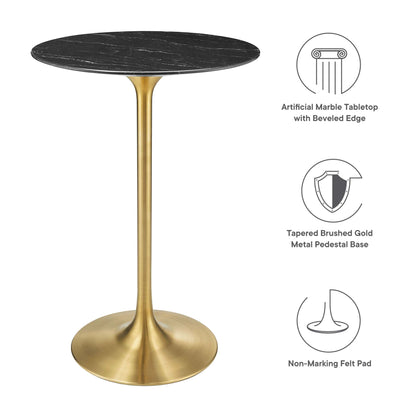 Lippa Round Artificial Marble Bar Table by Modway