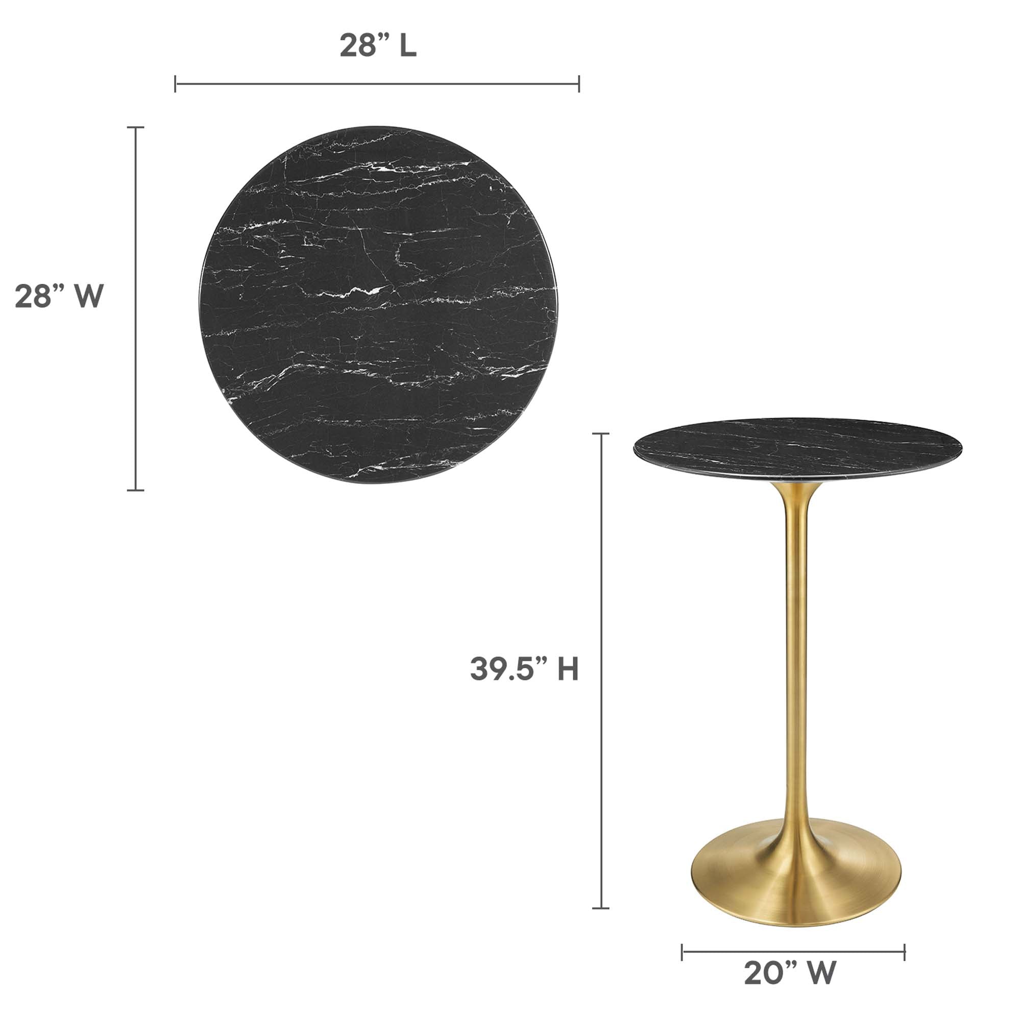 Lippa Round Artificial Marble Bar Table by Modway