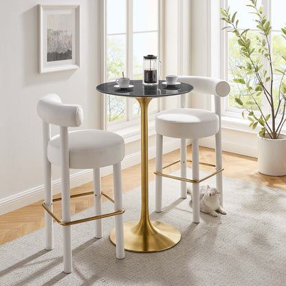 Lippa Round Artificial Marble Bar Table by Modway