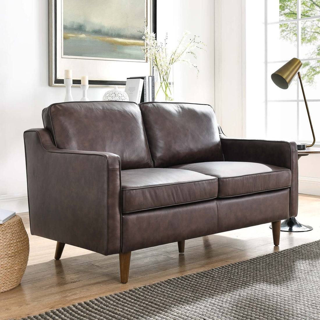 Impart Genuine Leather Loveseat By HouseBean