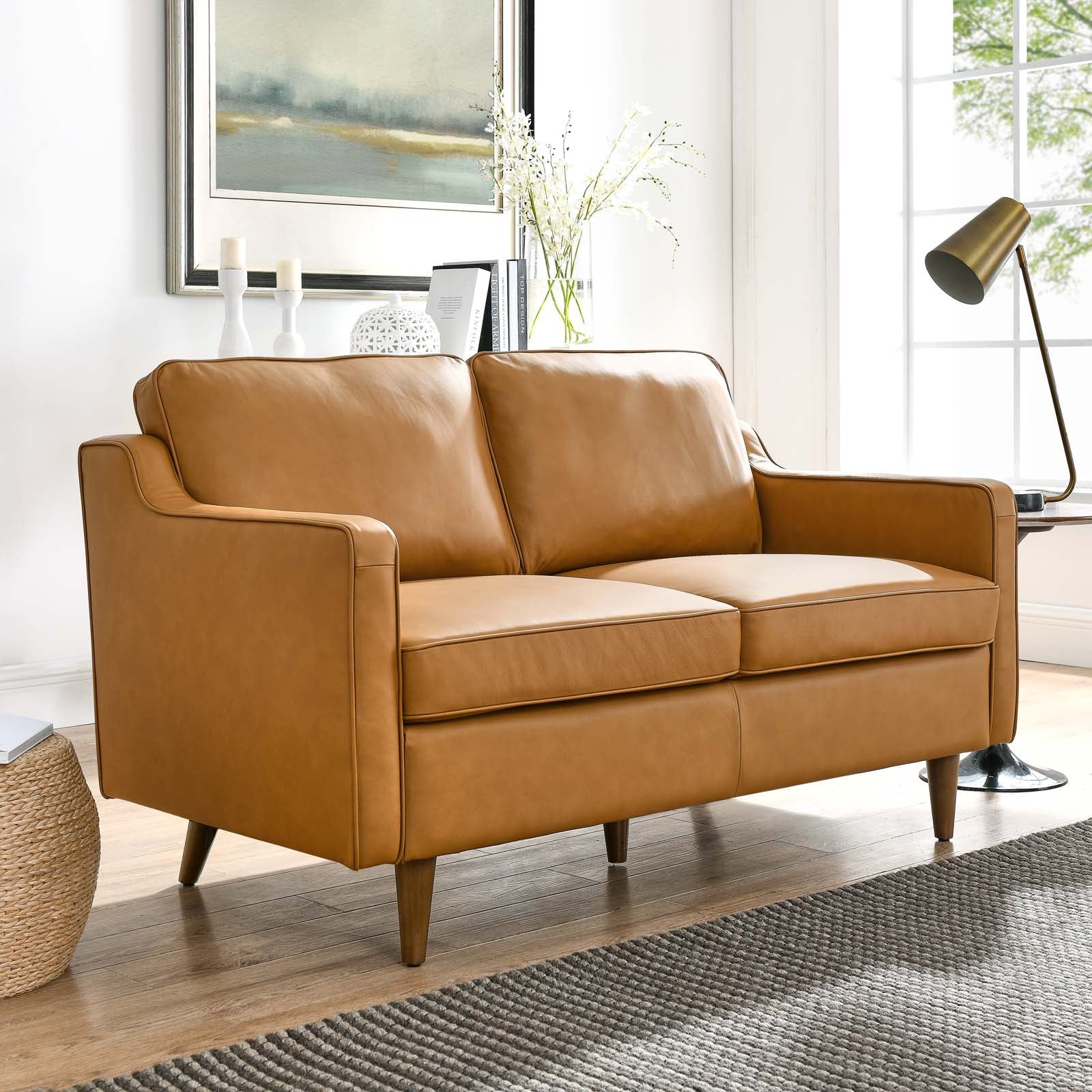 Impart Genuine Leather Loveseat By HouseBean