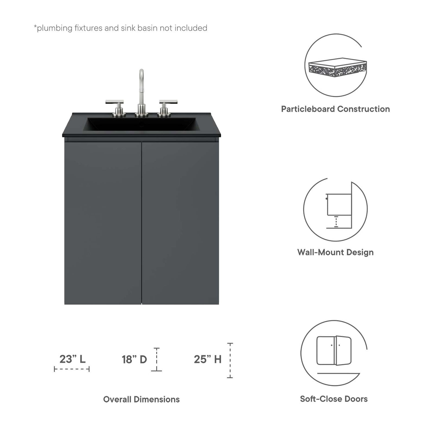 Bryn 24&quot; Wall-Mount Bathroom Vanity (Sink Basin Not Included) By HouseBean