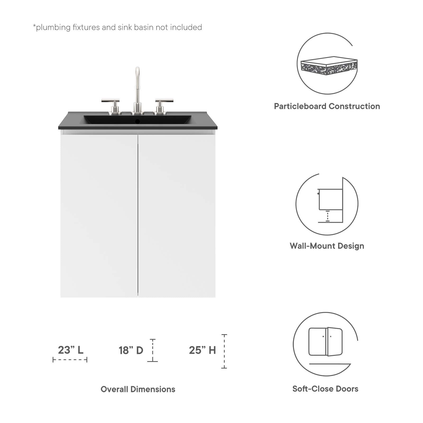 Bryn 24&quot; Wall-Mount Bathroom Vanity (Sink Basin Not Included) By HouseBean