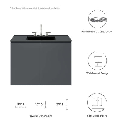 Bryn 36&quot; Wall-Mount Bathroom Vanity (Sink Basin Not Included) By HouseBean