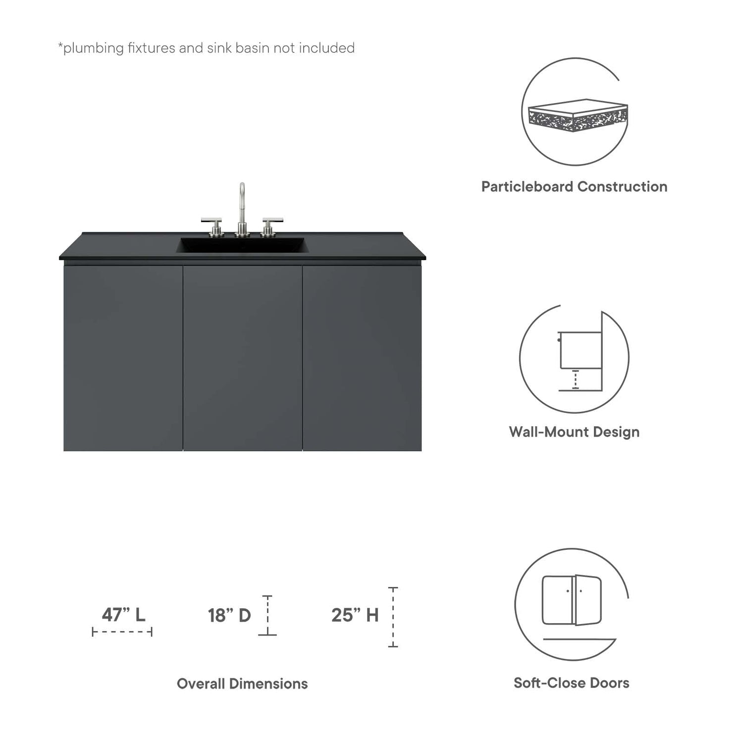 Bryn 48&quot; Wall-Mount Bathroom Vanity (Sink Basin Not Included) By HouseBean