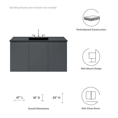 Bryn 48&quot; Wall-Mount Bathroom Vanity (Sink Basin Not Included) By HouseBean