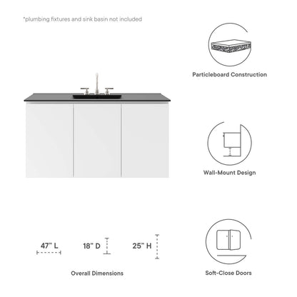 Bryn 48&quot; Wall-Mount Bathroom Vanity (Sink Basin Not Included) By HouseBean