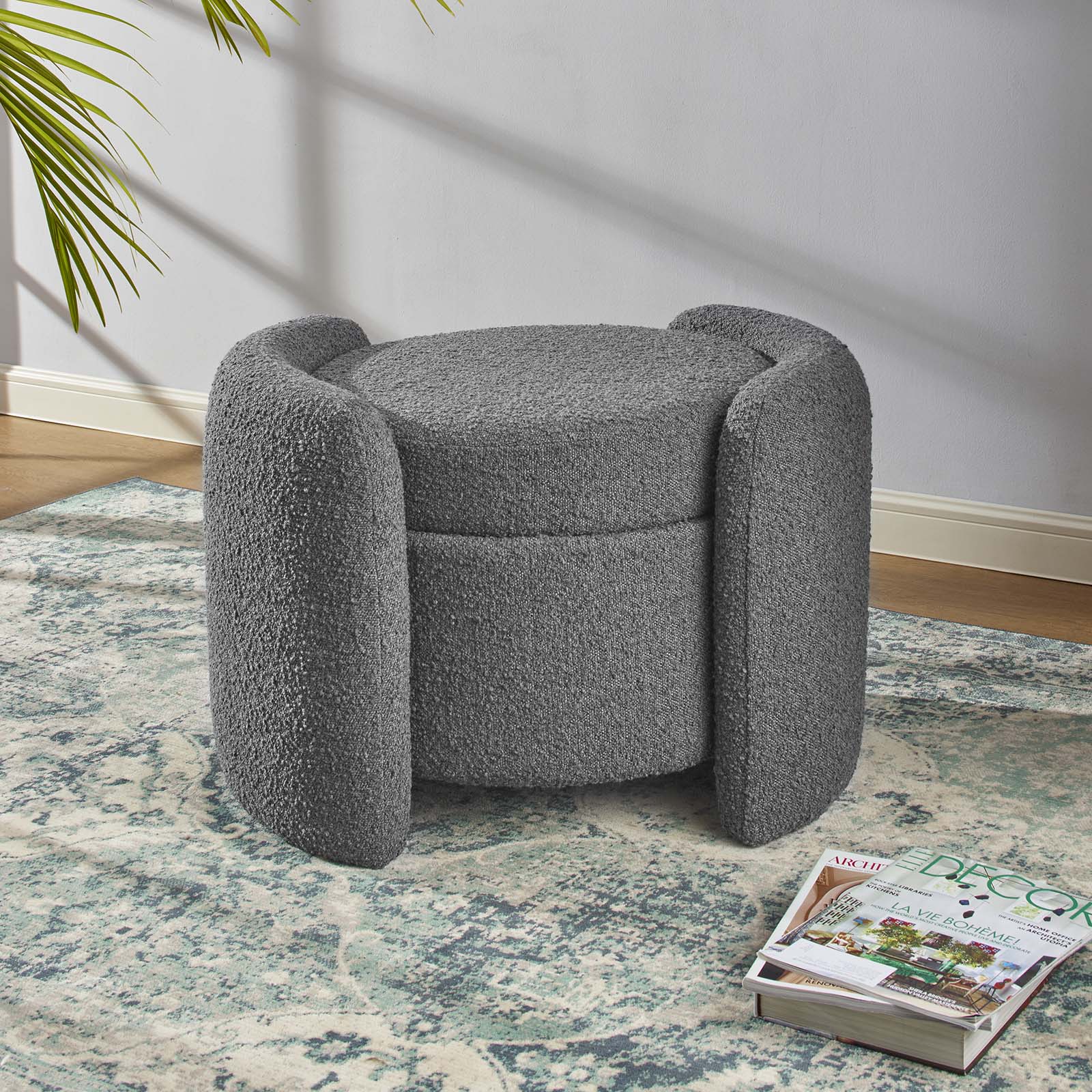 Nebula Boucle Upholstered Ottoman By HouseBean