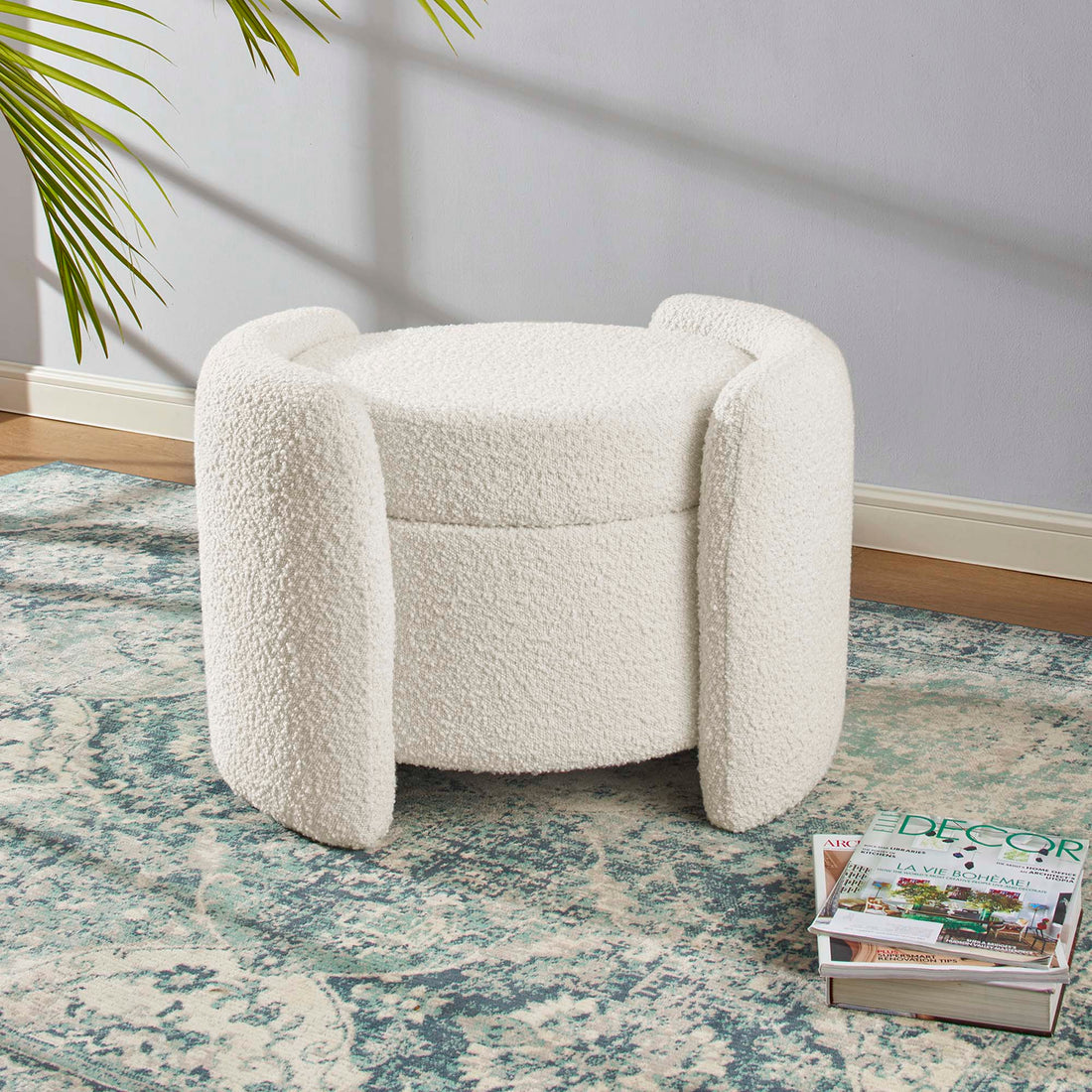 Nebula Boucle Upholstered Upholstered Ottoman by Modway