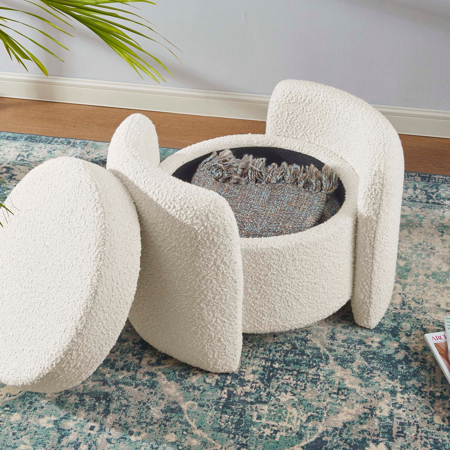 Nebula Boucle Upholstered Upholstered Ottoman by Modway