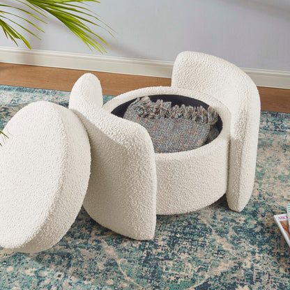 Nebula Boucle Upholstered Upholstered Ottoman by Modway