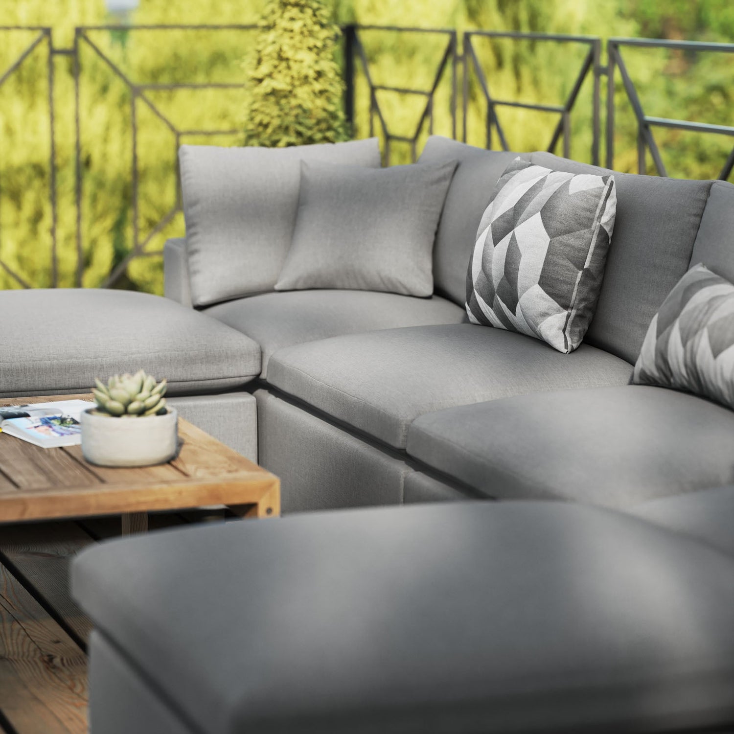 Commix 6-Piece Outdoor Patio Sectional Sofa By HouseBean