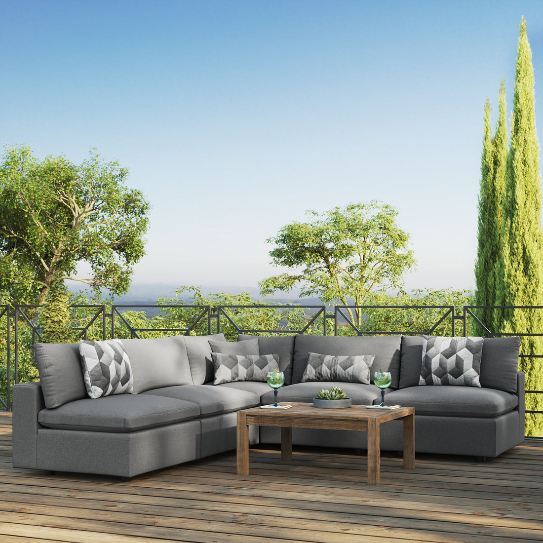 Commix 5-Piece Outdoor Patio Sectional Sofa by Modway