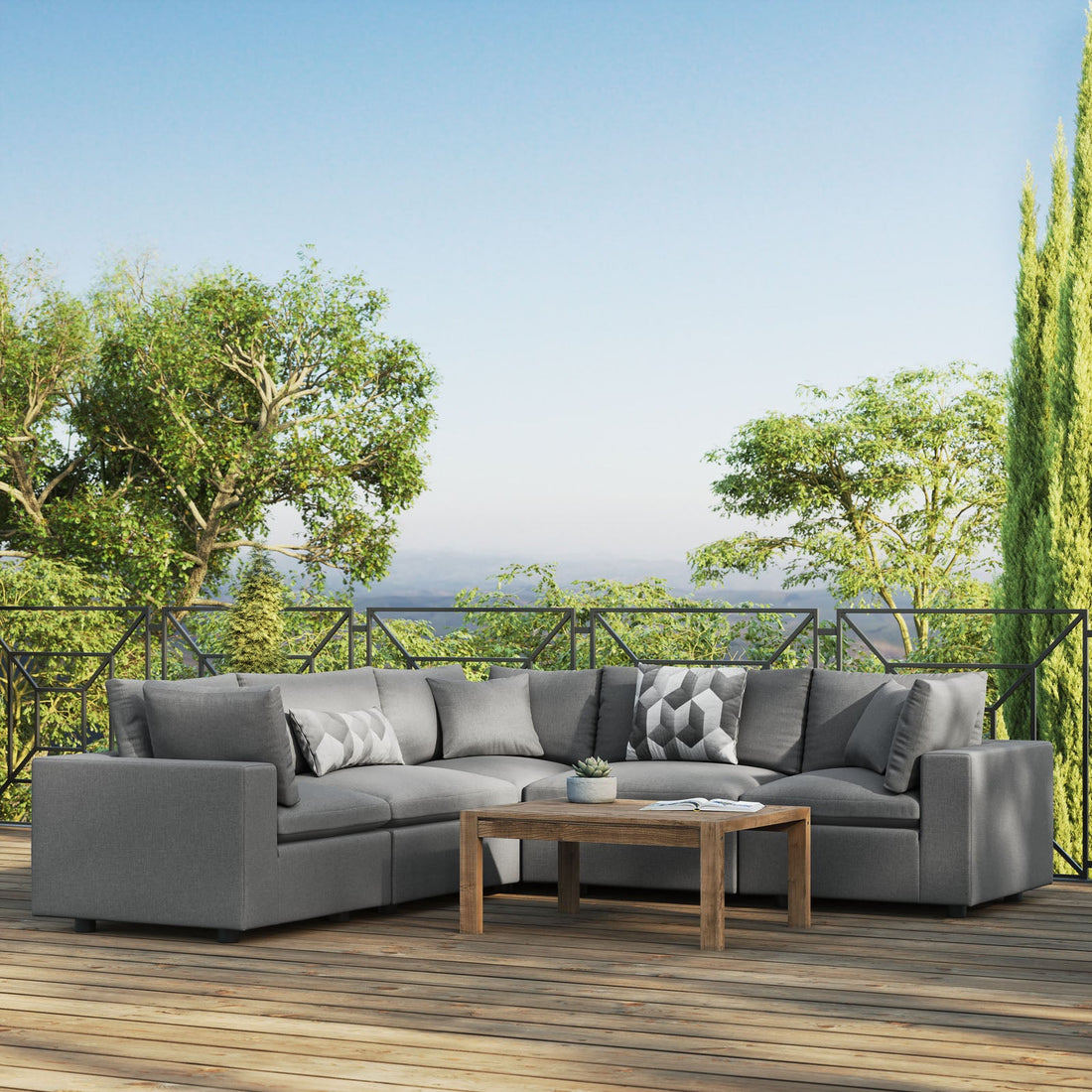 Commix 5-Piece Outdoor Patio Sectional Sofa By HouseBean