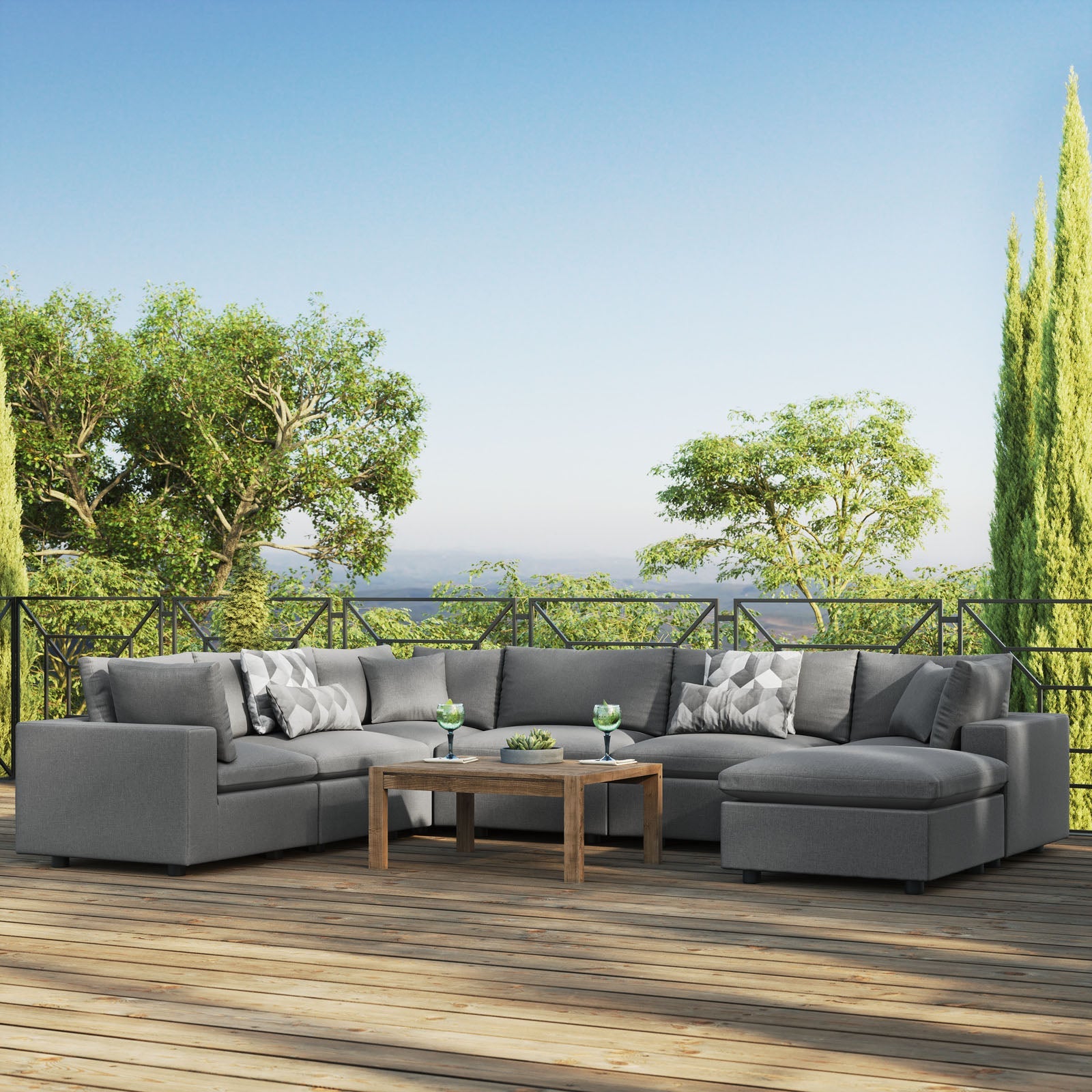 Commix 7-Piece Outdoor Patio Sectional Sofa By HouseBean