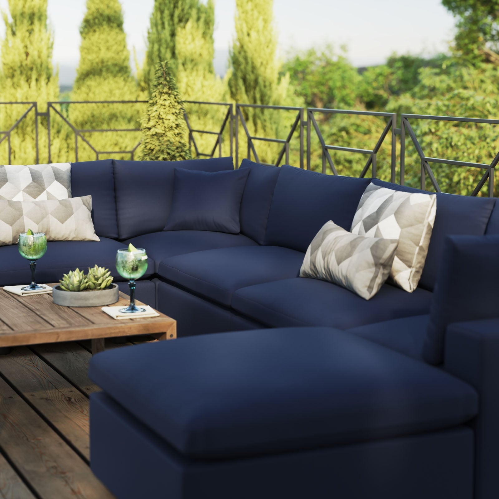 Commix 7-Piece Outdoor Patio Sectional Sofa By HouseBean