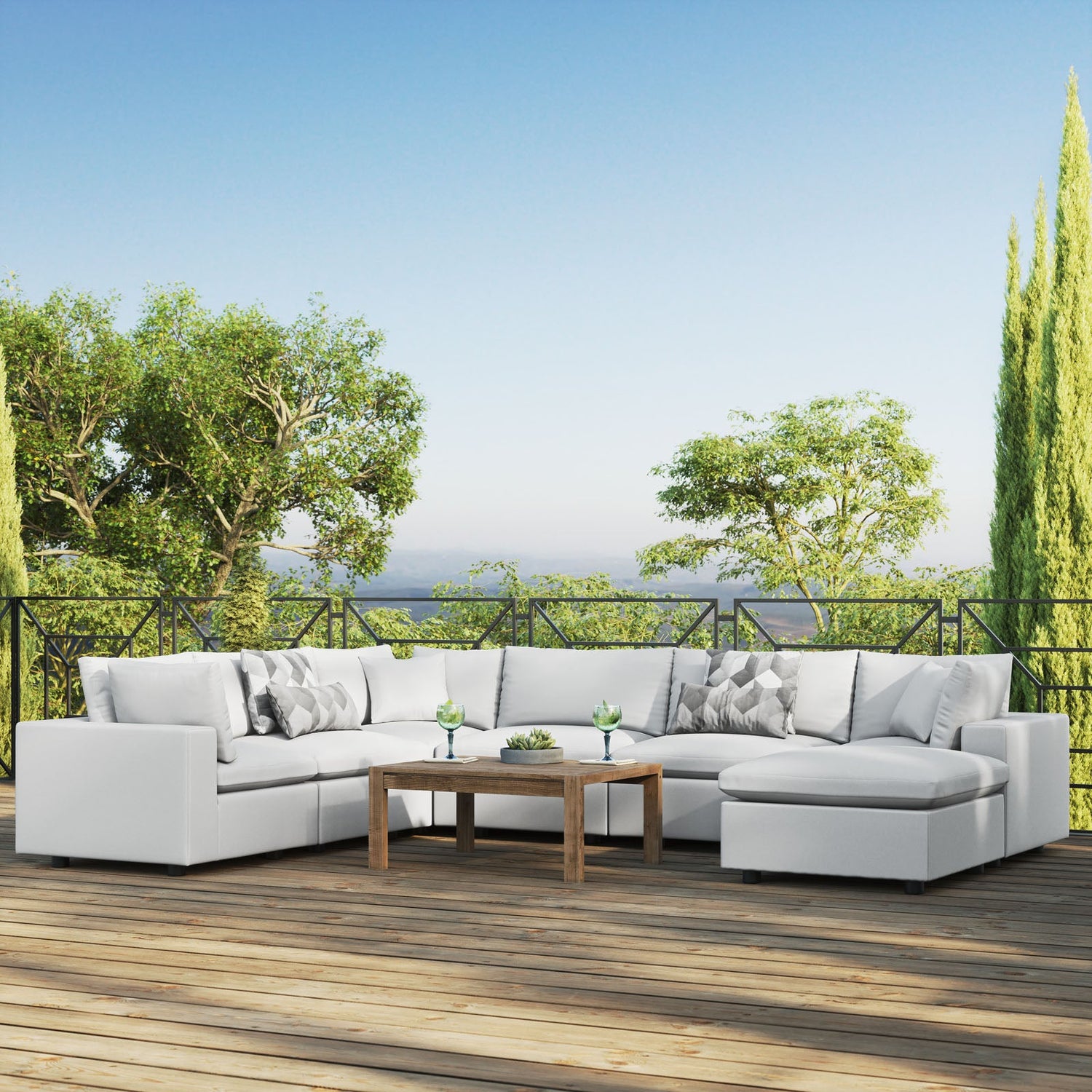 Commix 7-Piece Outdoor Patio Sectional Sofa By HouseBean