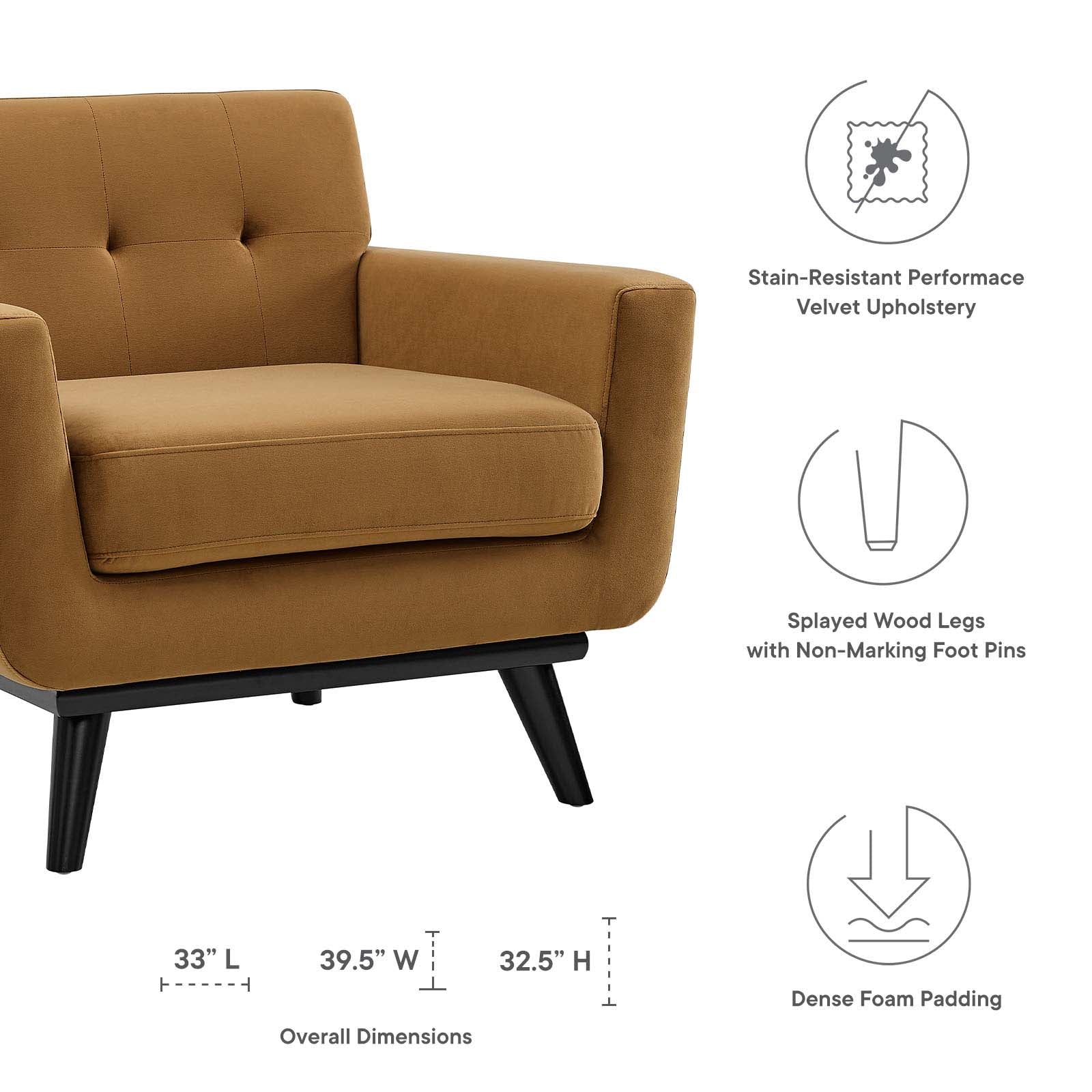 Engage Performance Velvet Armchair By HouseBean