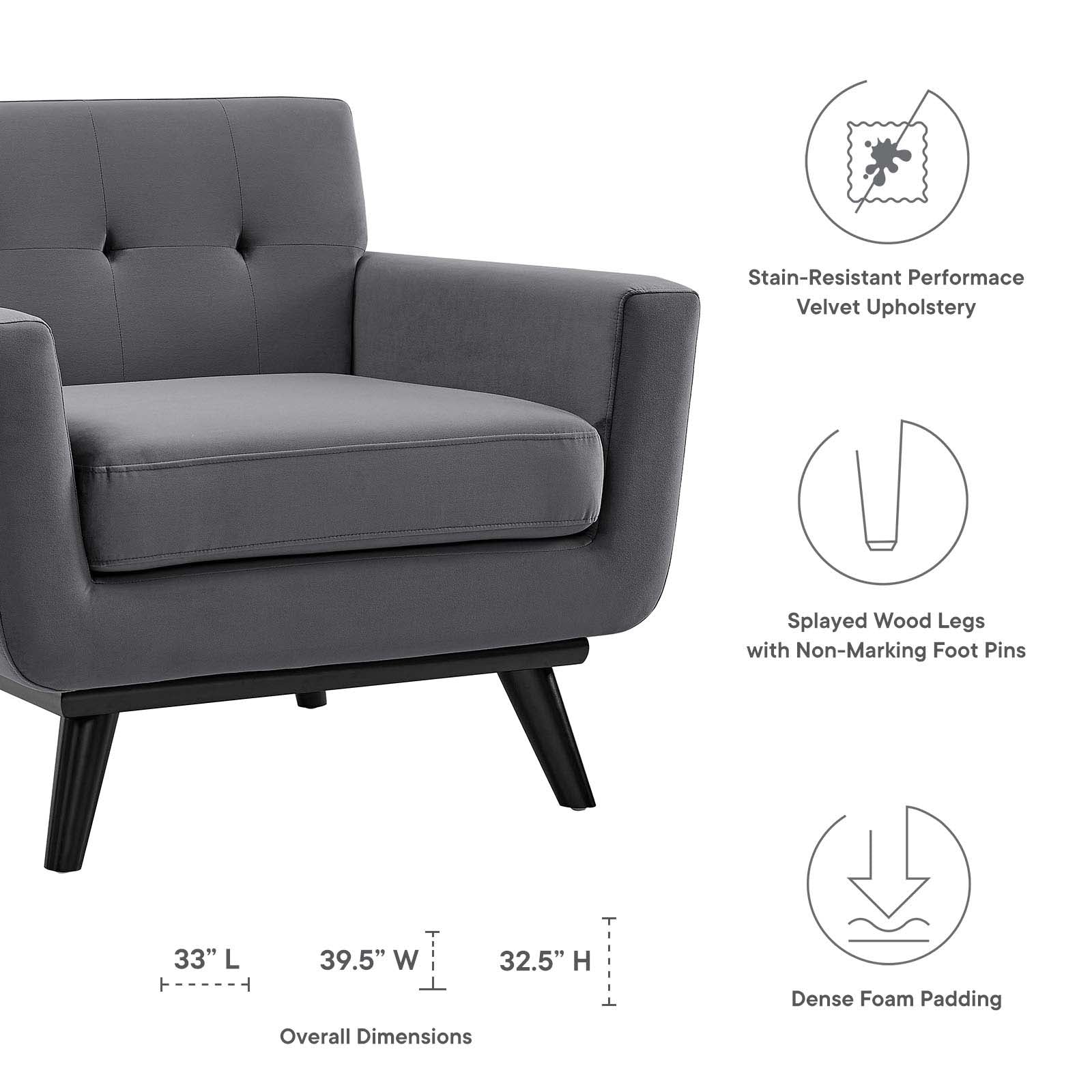 Engage Performance Velvet Armchair By HouseBean