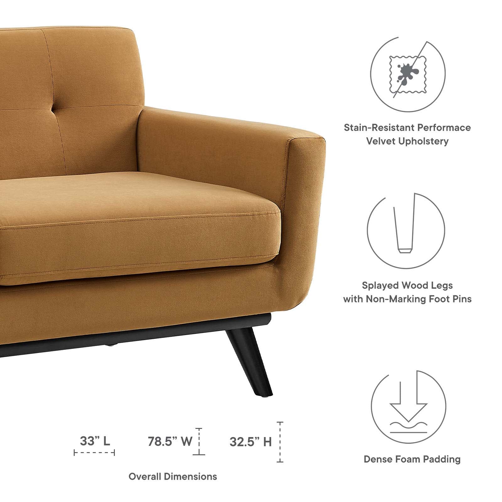 Engage Performance Velvet Loveseat By HouseBean