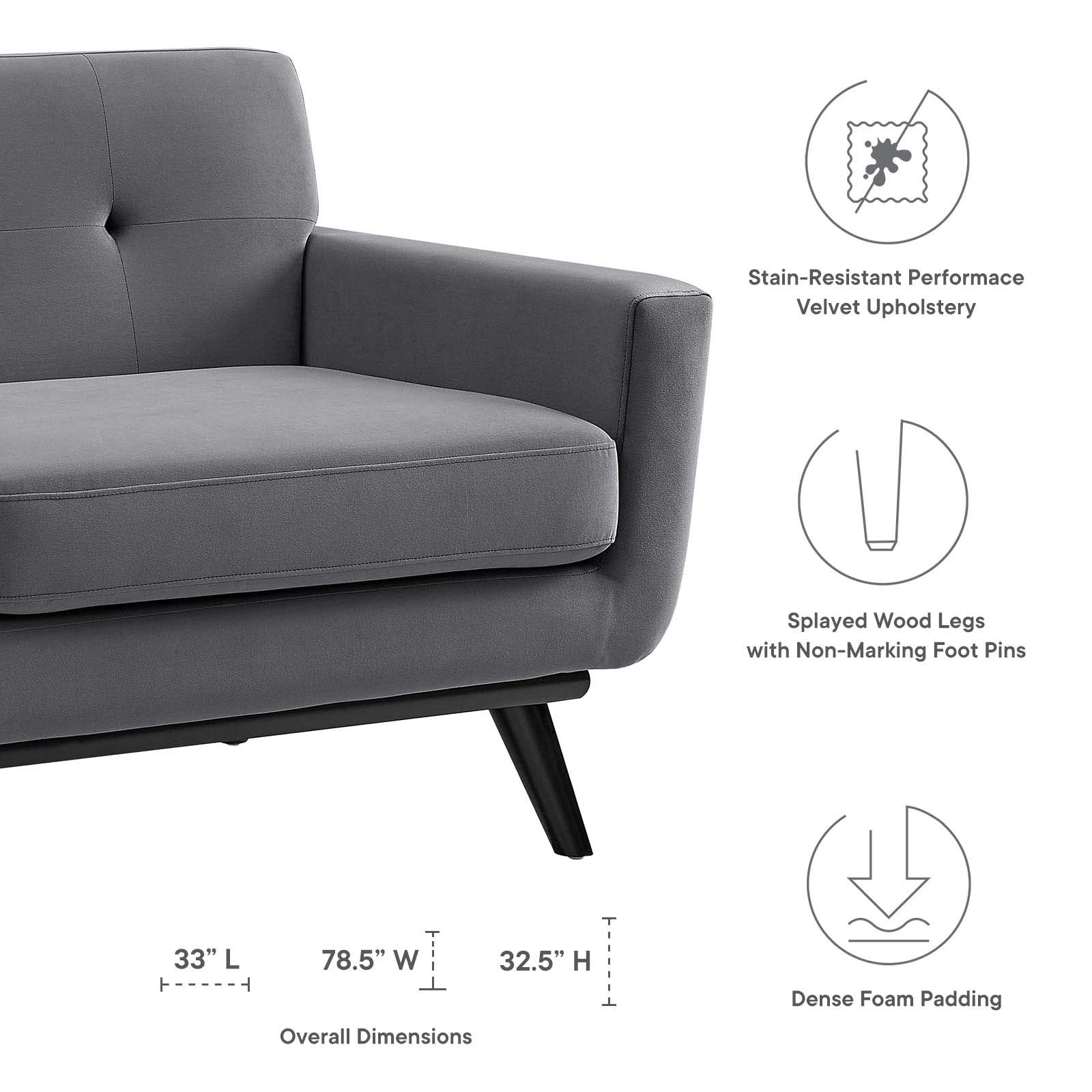 Engage Performance Velvet Loveseat By HouseBean