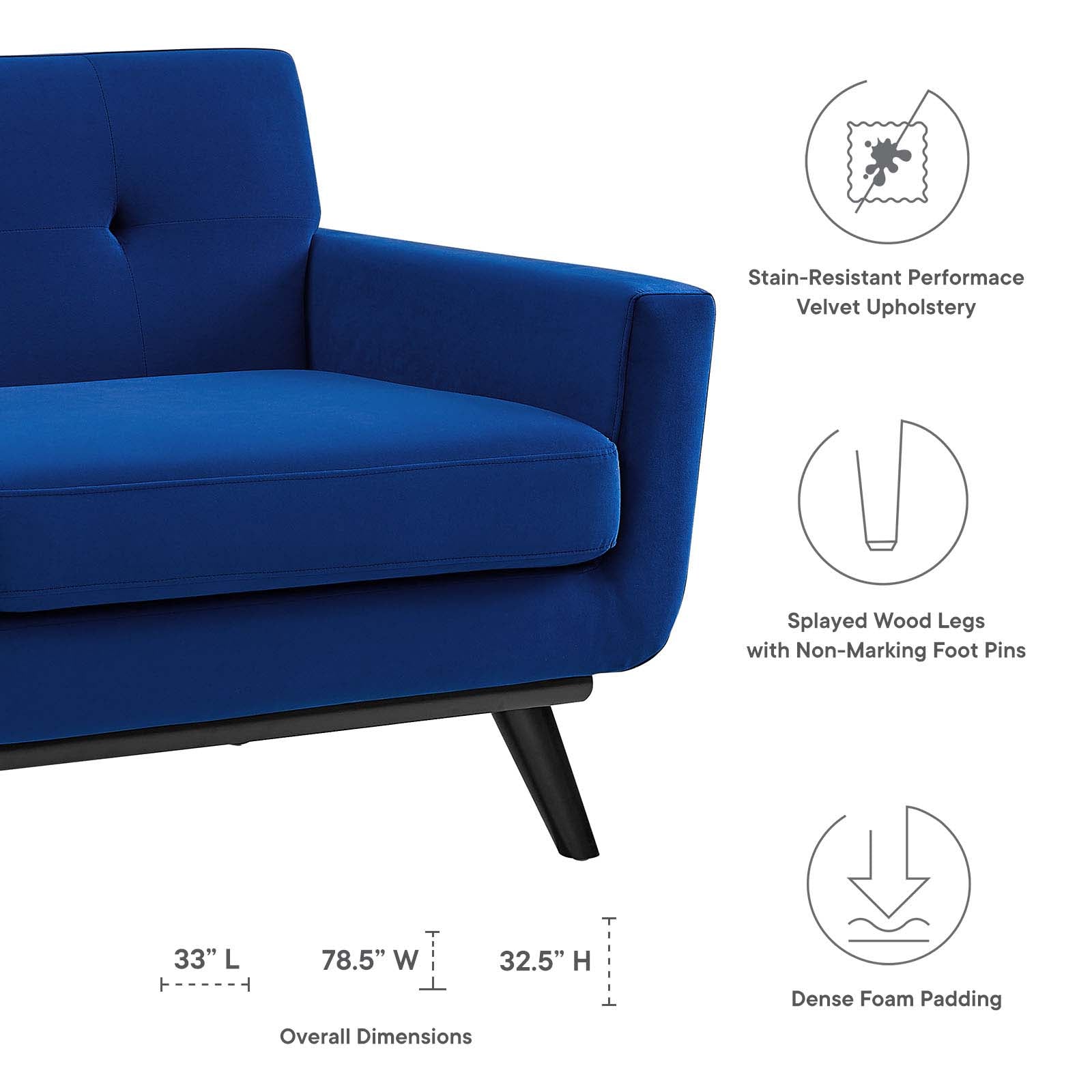 Engage Performance Velvet Loveseat By HouseBean