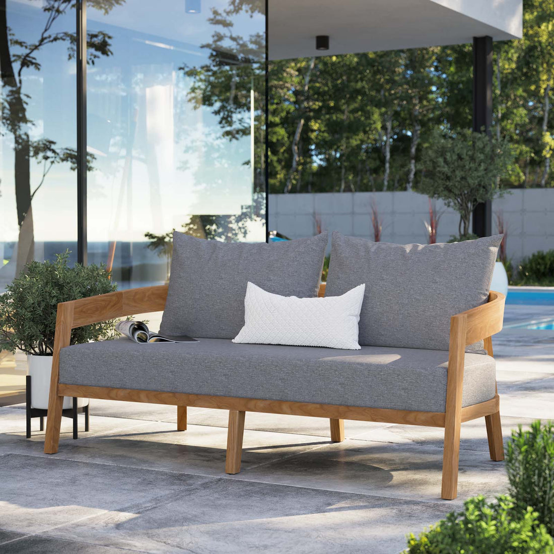 Brisbane Teak Wood Outdoor Patio Loveseat By HouseBean